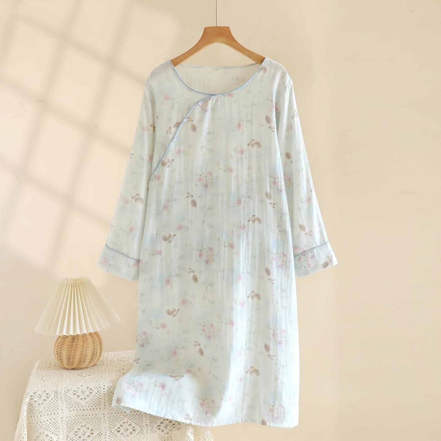 Chemise de nuit orientale en gaze de coton et bambou