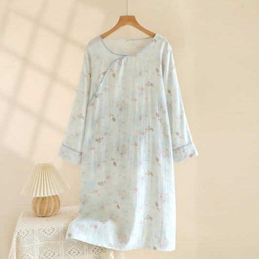 Chemise de nuit orientale en gaze de coton et bambou