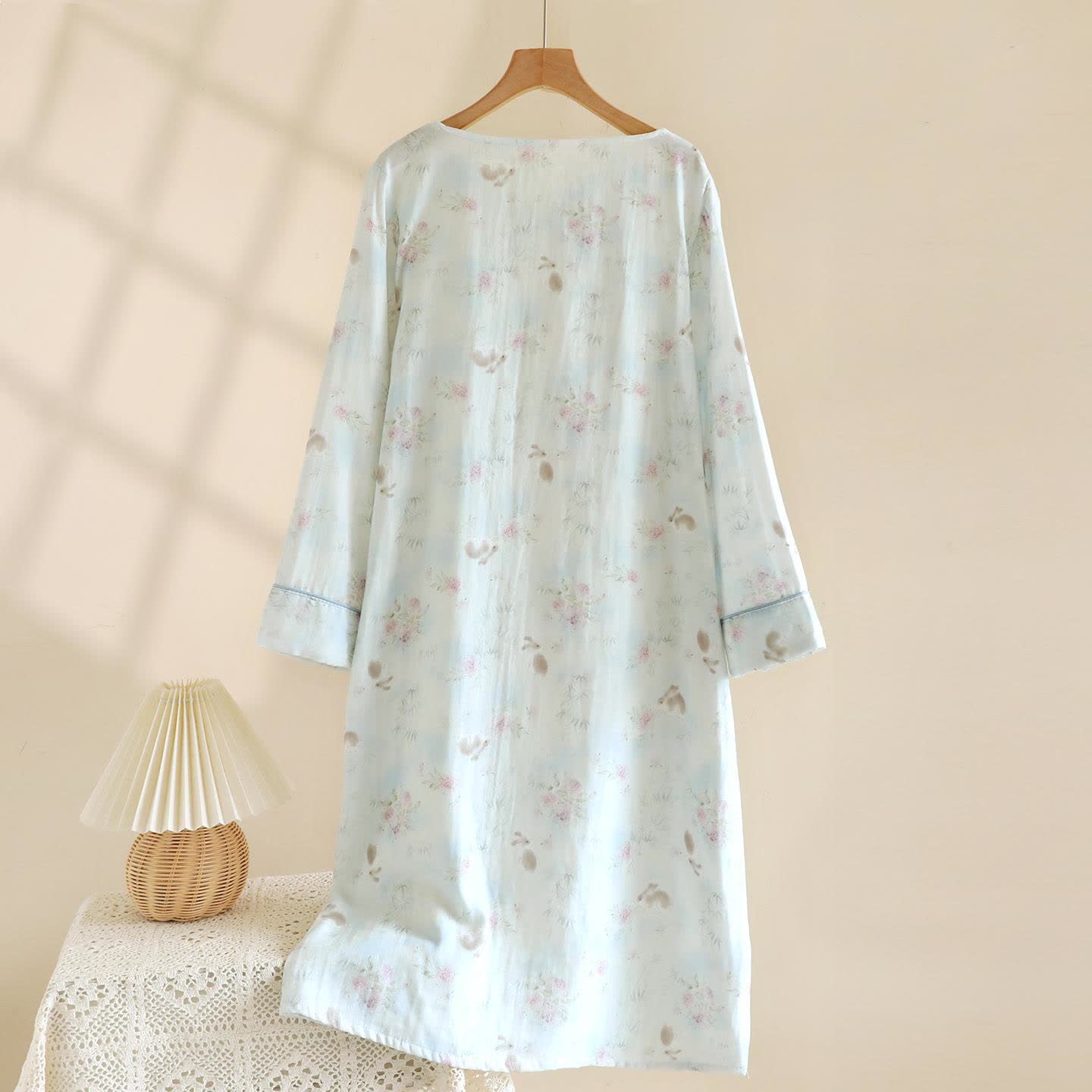 Chemise de nuit orientale en gaze de coton et bambou