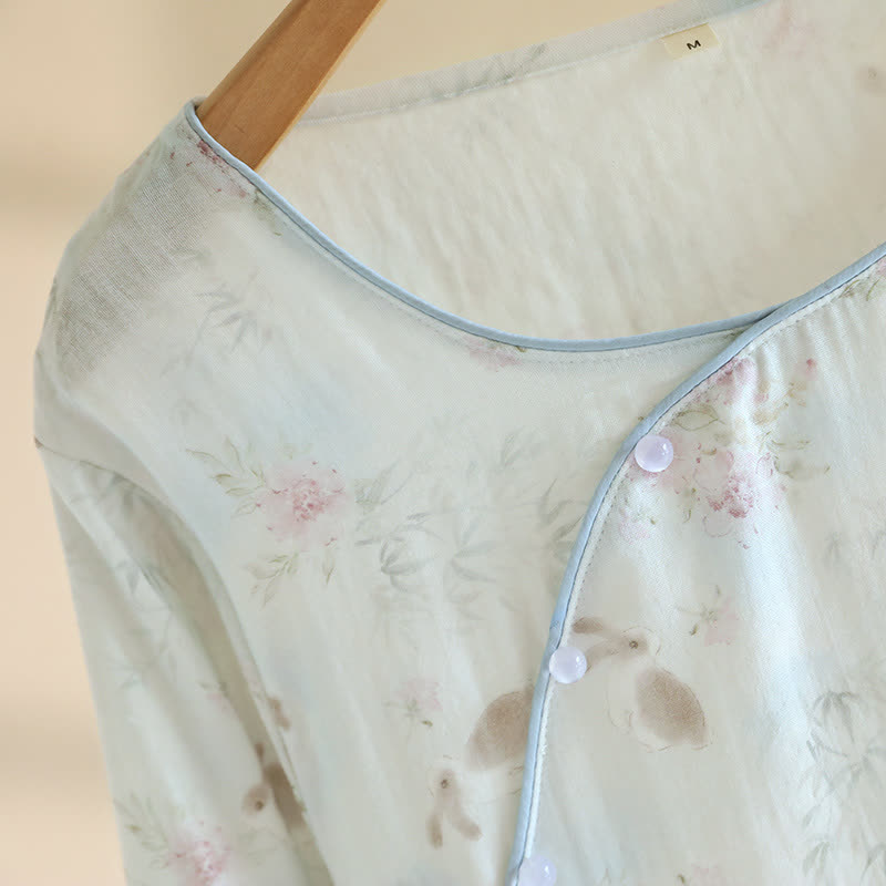 Chemise de nuit orientale en gaze de coton et bambou