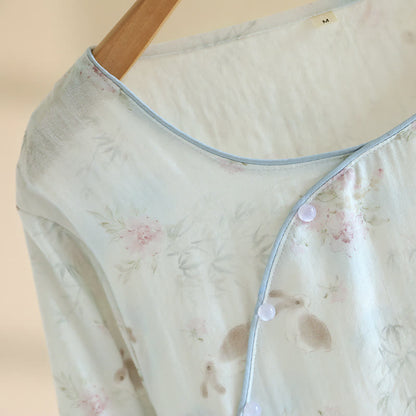 Chemise de nuit orientale en gaze de coton et bambou