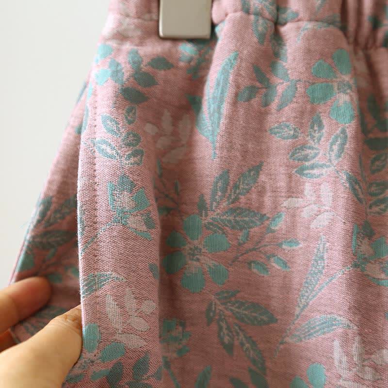 Pyjama en gaze de coton jacquard à motif floral oriental