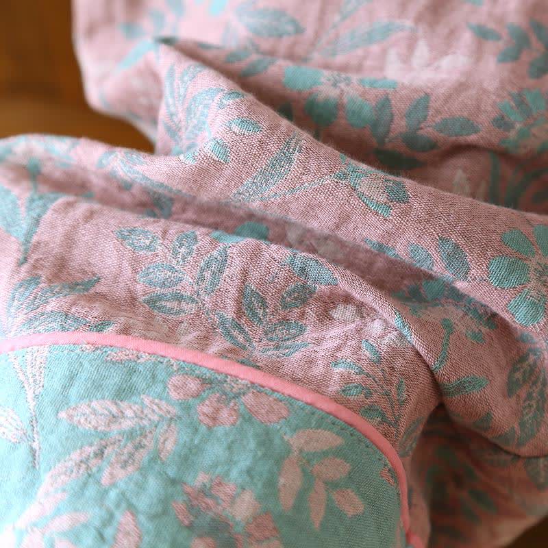 Pyjama en gaze de coton jacquard à motif floral oriental