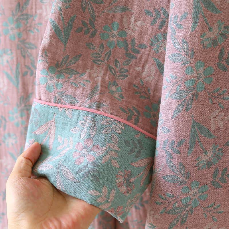 Pyjama en gaze de coton jacquard à motif floral oriental