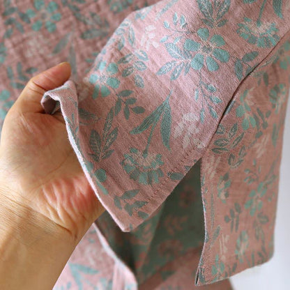 Pyjama en gaze de coton jacquard à motif floral oriental