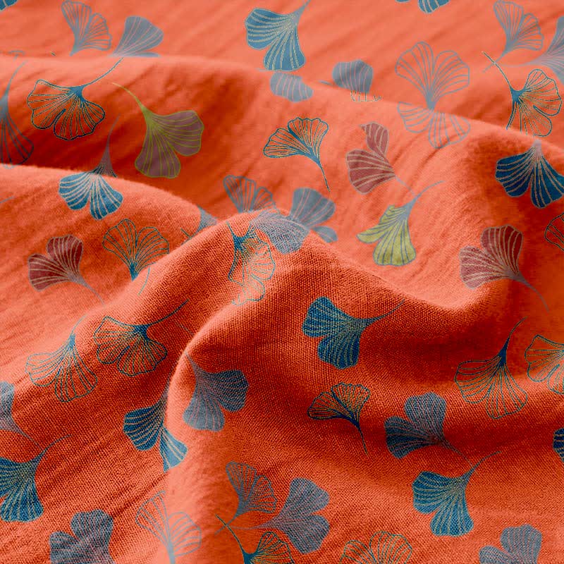 Couvre-lit réversible en gaze de coton jacquard "Ginkgo"