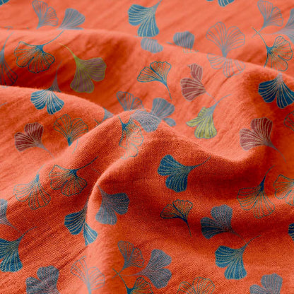 Couvre-lit réversible en gaze de coton jacquard "Ginkgo"