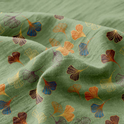 Couvre-lit réversible en gaze de coton jacquard "Ginkgo"