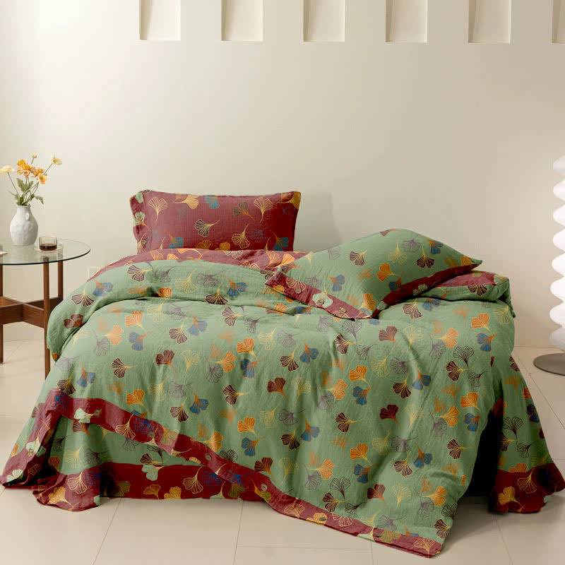 Parure de lit en coton Ginkgo Biloba (4 pièces)