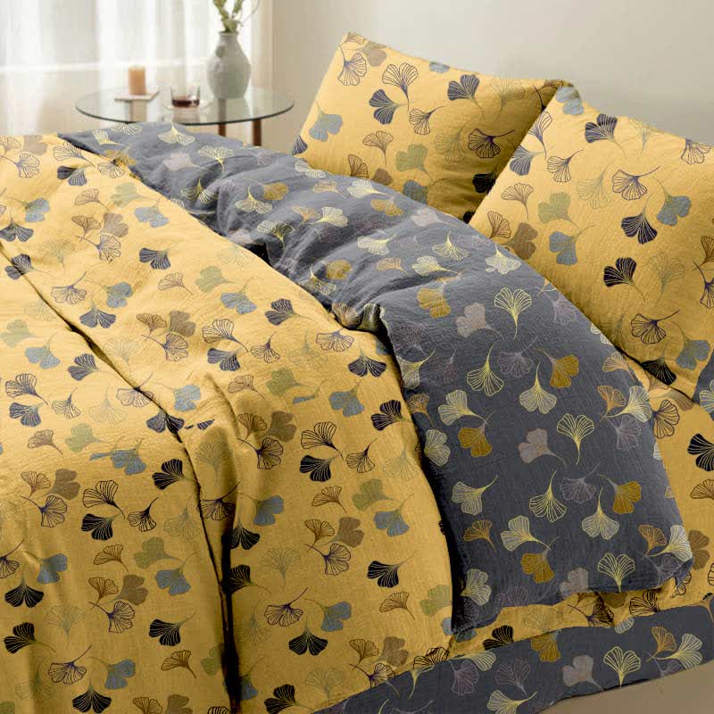Parure de lit en coton Ginkgo Biloba (4 pièces)