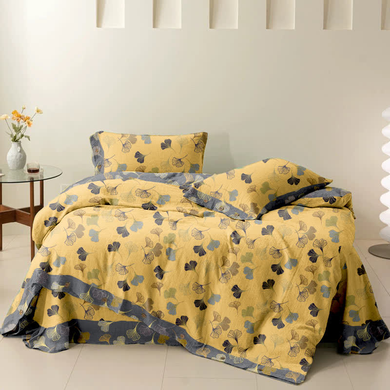 Parure de lit en coton Ginkgo Biloba (4 pièces)