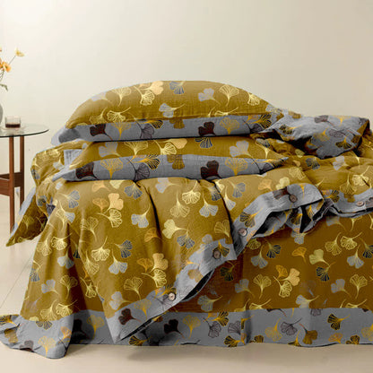Parure de lit en coton Ginkgo Biloba (4 pièces)