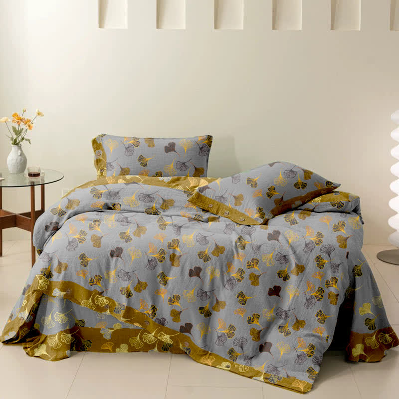 Parure de lit en coton Ginkgo Biloba (4 pièces)