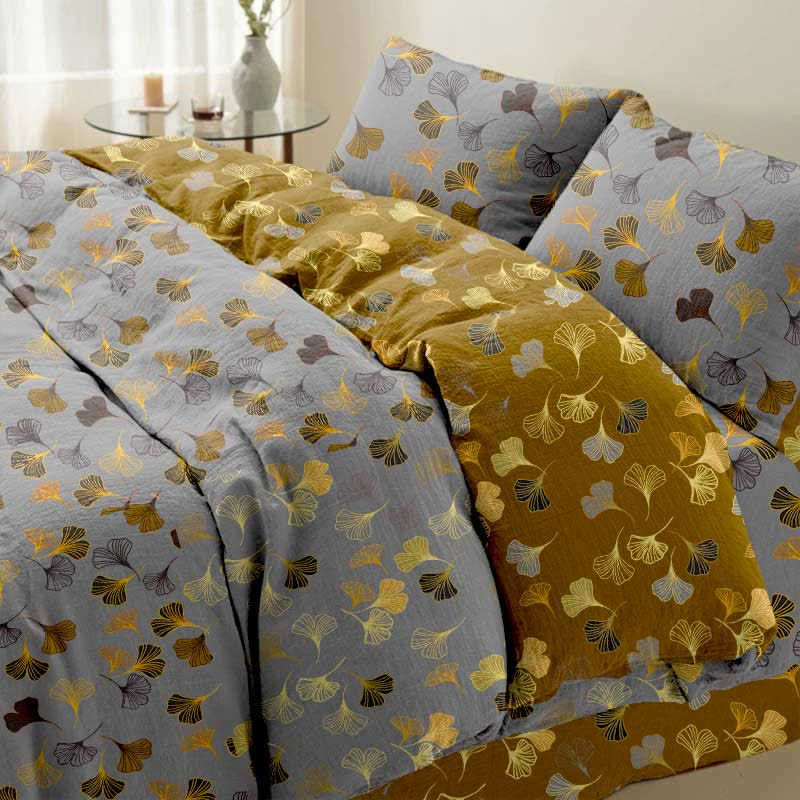 Parure de lit en coton Ginkgo Biloba (4 pièces)