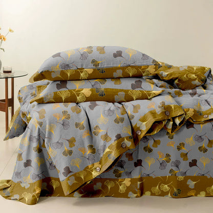 Parure de lit en coton Ginkgo Biloba (4 pièces)