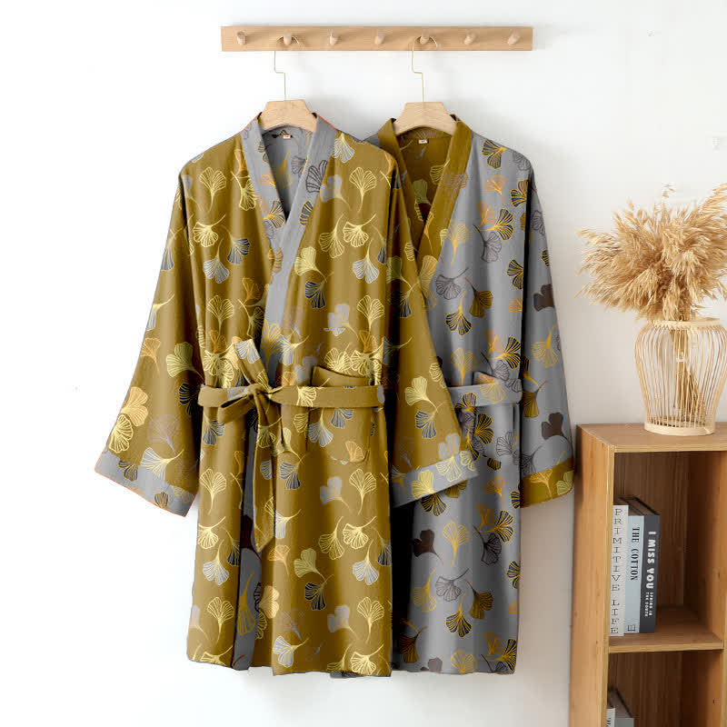 Peignoir kimono en gaze de coton « Ginkgo Biloba » - image 6
