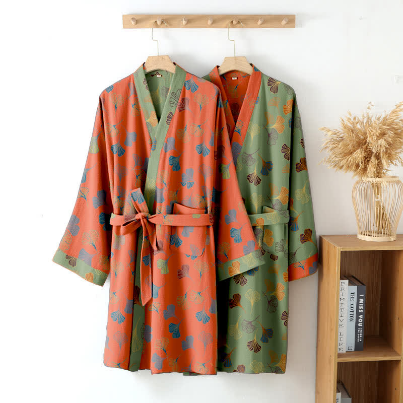 Peignoir kimono en gaze de coton « Ginkgo Biloba » - image 3