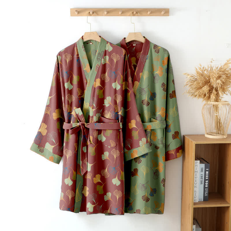 Peignoir kimono en gaze de coton « Ginkgo Biloba » - image 5