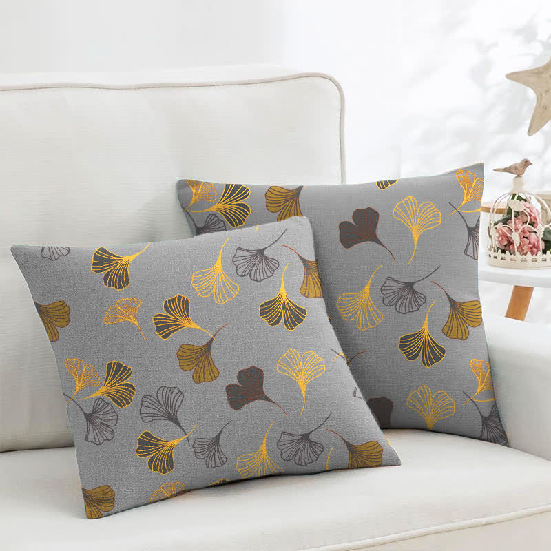 Taies d'oreiller carrées en jacquard de coton Ginkgo Biloba (2 pièces) - Gris clair - 45cm x 45cm - image 8