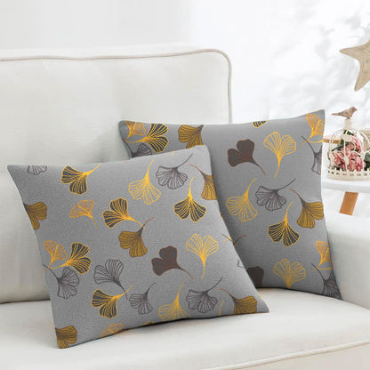 Taies d'oreiller carrées en jacquard de coton Ginkgo Biloba (2 pièces) - Gris clair - 45cm x 45cm - image 8
