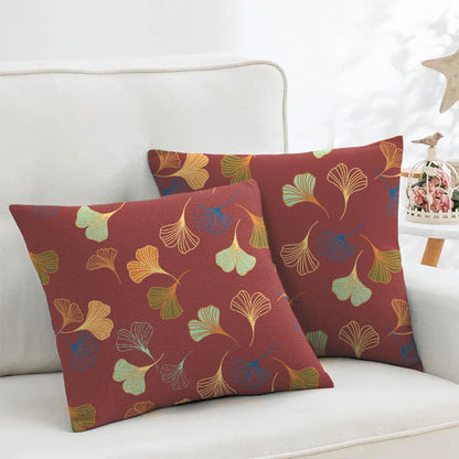 Taies d'oreiller carrées en jacquard de coton Ginkgo Biloba (2 pièces) - Rouge - 45cm x 45cm - image 20