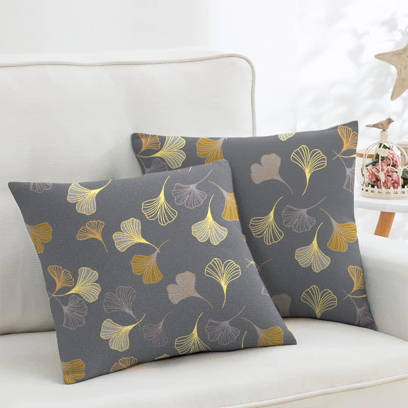Taies d'oreiller carrées en jacquard de coton Ginkgo Biloba (2 pièces) - gris foncé - 45cm x 45cm - image 28
