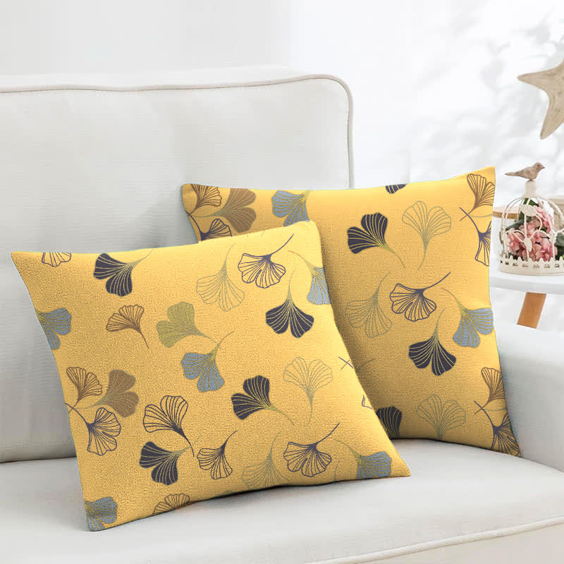 Taies d'oreiller carrées en jacquard de coton Ginkgo Biloba (2 pièces) - Jaune clair - 45cm x 45cm - image 12