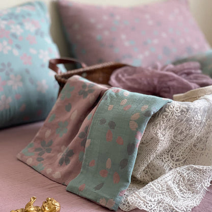 Parure de lit en gaze de coton à fleurs de cerisier (4 pièces)
