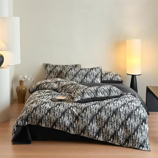Parure de lit en coton naturel délavé à l'encre (4 pièces)