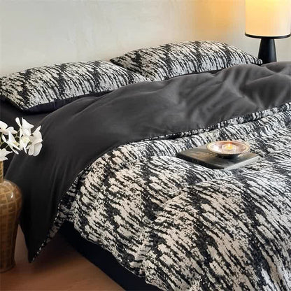 Parure de lit en coton naturel délavé à l'encre (4 pièces)