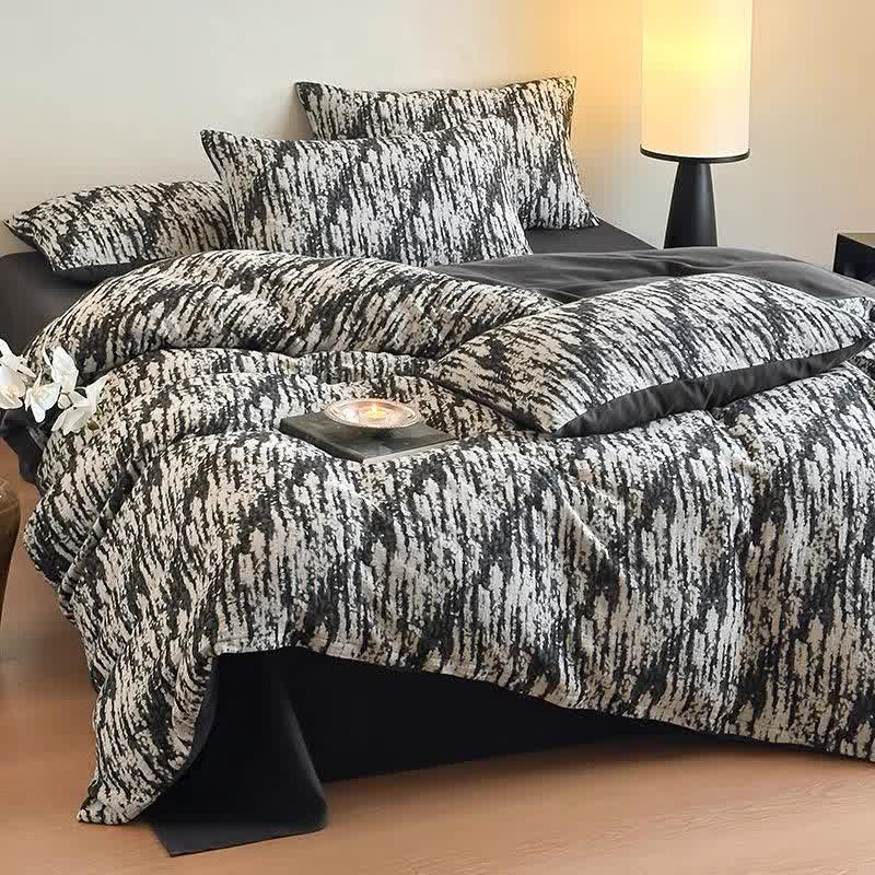 Parure de lit en coton naturel délavé à l'encre (4 pièces)