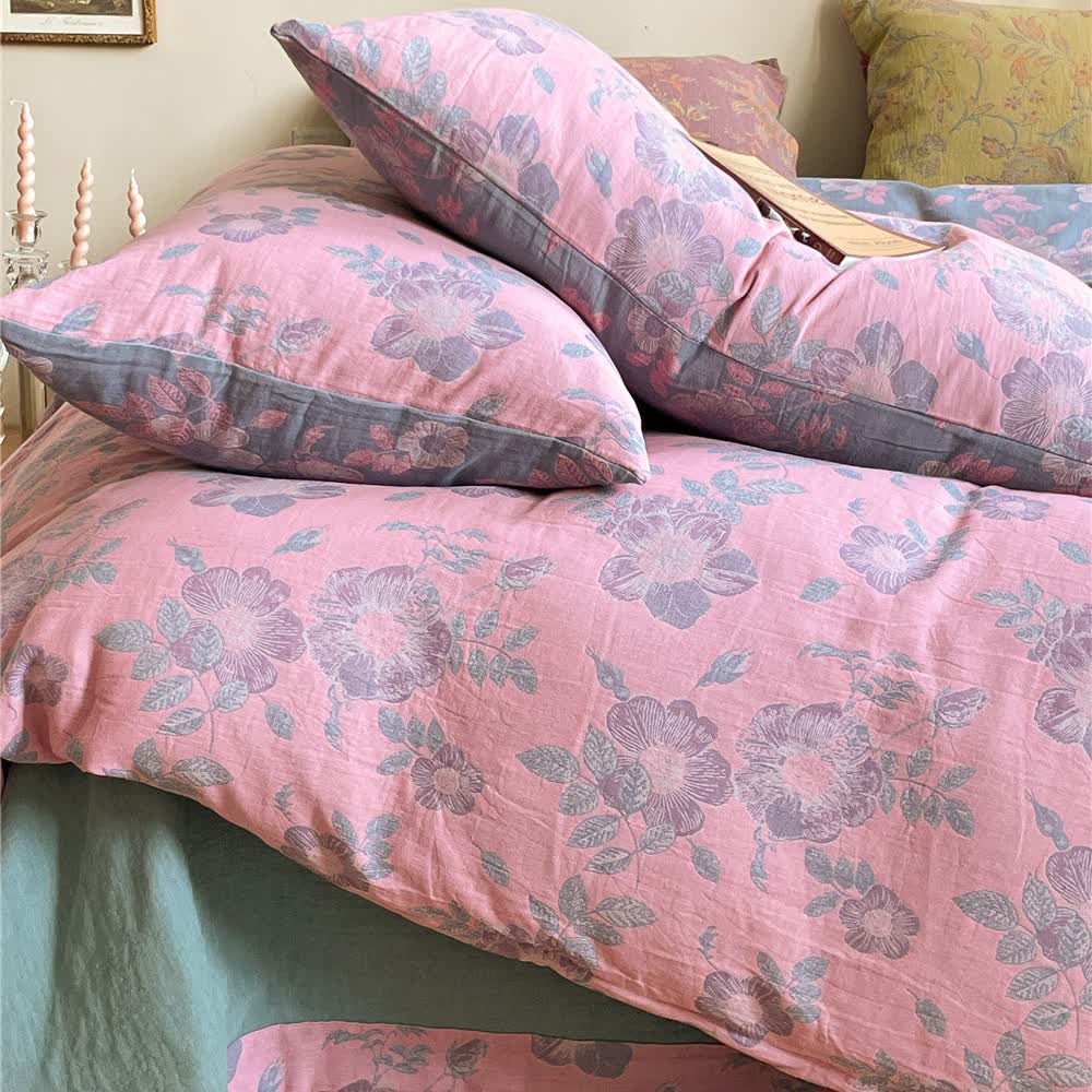 Parure de lit en gaze de coton Peach Blossom (4 pièces)