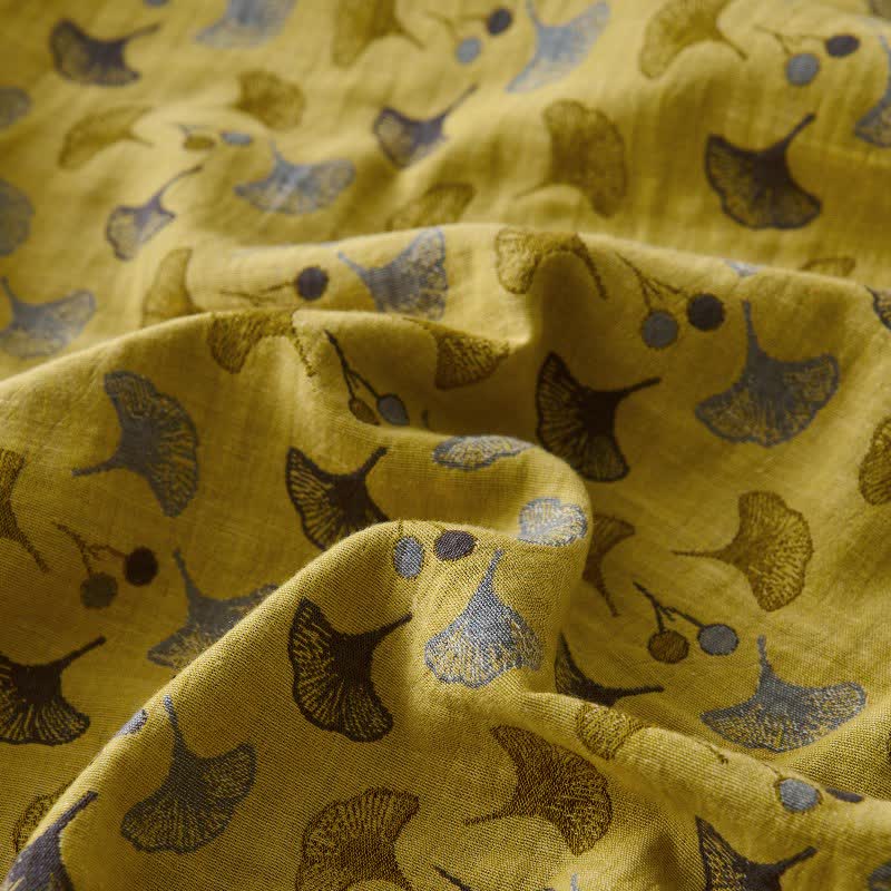 Couvre-lit inspiré de la nature en coton naturel avec motif Ginkgo Biloba - image 13