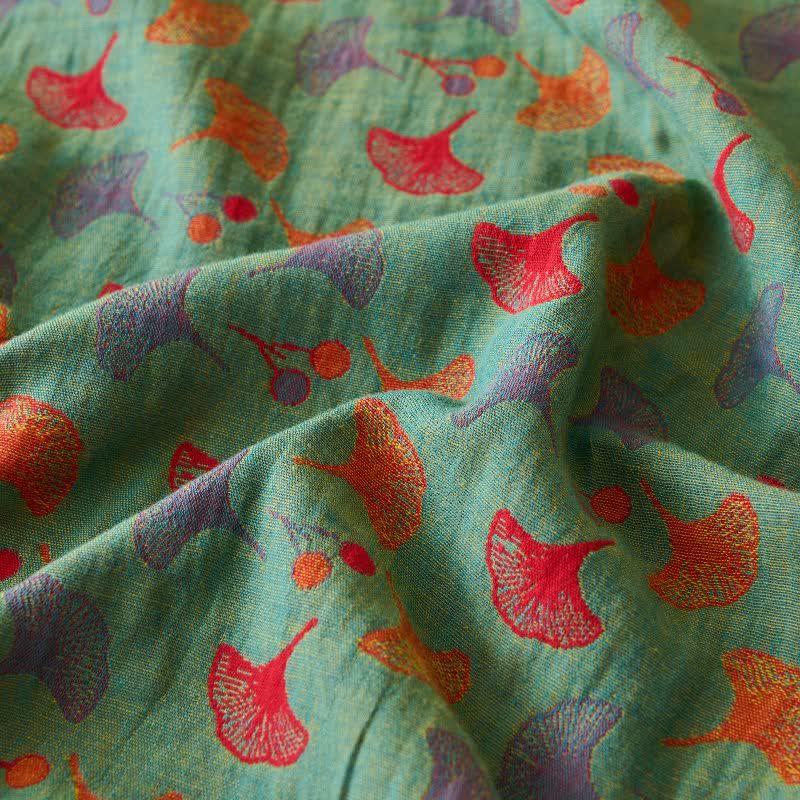 Couvre-lit inspiré de la nature en coton naturel avec motif Ginkgo Biloba - image 17