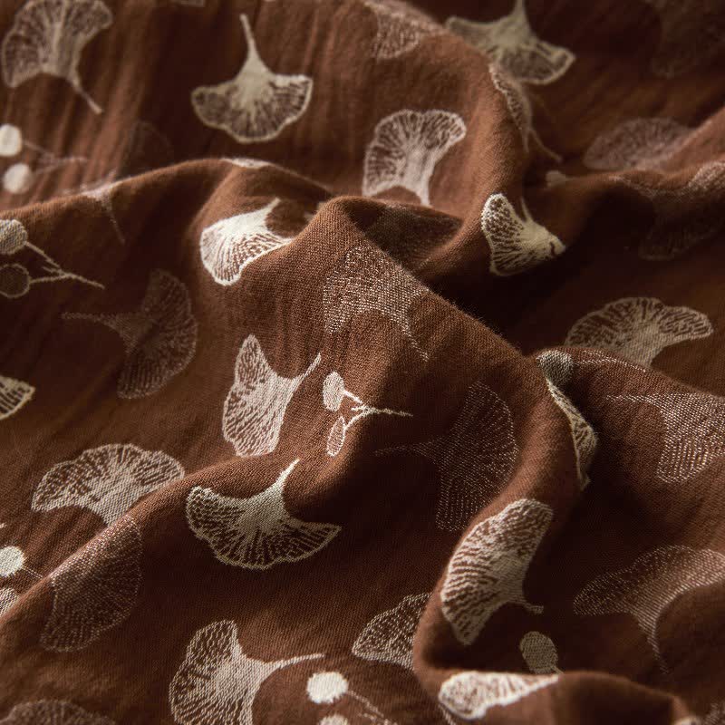 Couvre-lit inspiré de la nature en coton naturel avec motif Ginkgo Biloba - image 21