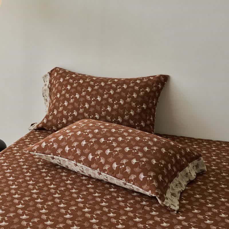 Couvre-lit inspiré de la nature en coton naturel avec motif Ginkgo Biloba - image 20