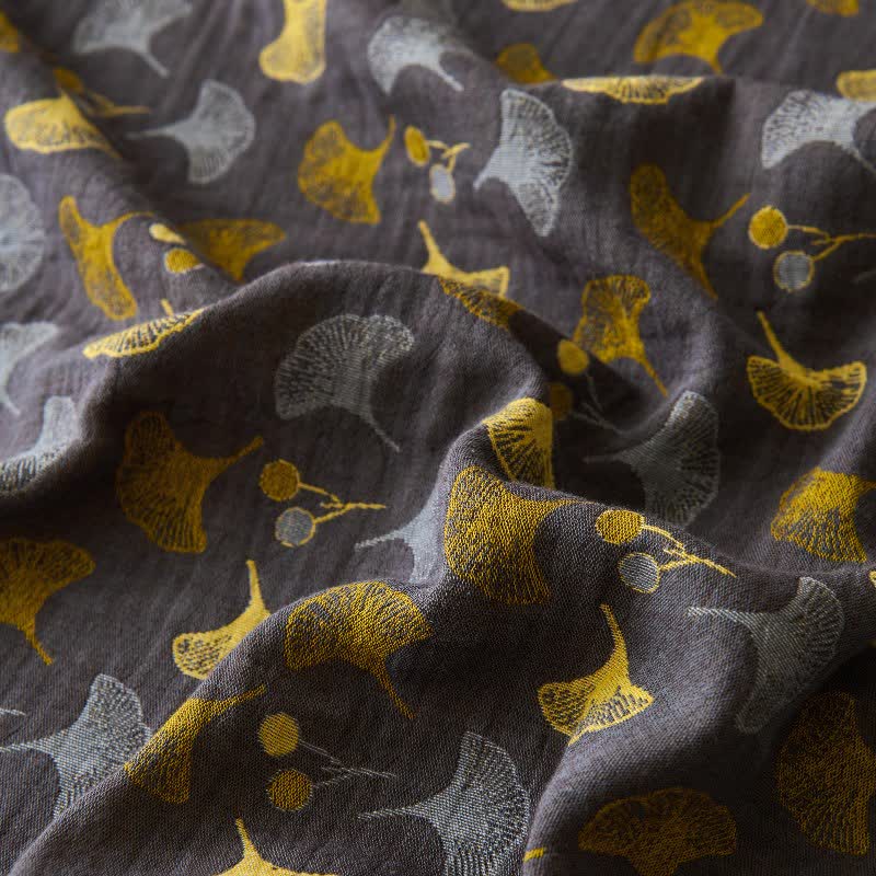 Couvre-lit inspiré de la nature en coton naturel avec motif Ginkgo Biloba - image 25