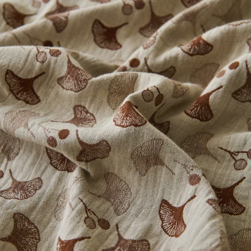 Couvre-lit inspiré de la nature en coton naturel avec motif Ginkgo Biloba - image 9