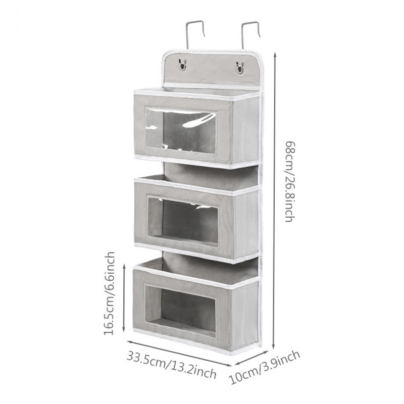 Organisateur de rangement multicouche suspendu pour dortoir - Gris clair - 3 PIÈCES - 33,5 cm x 10 cm x 68 cm - image 11