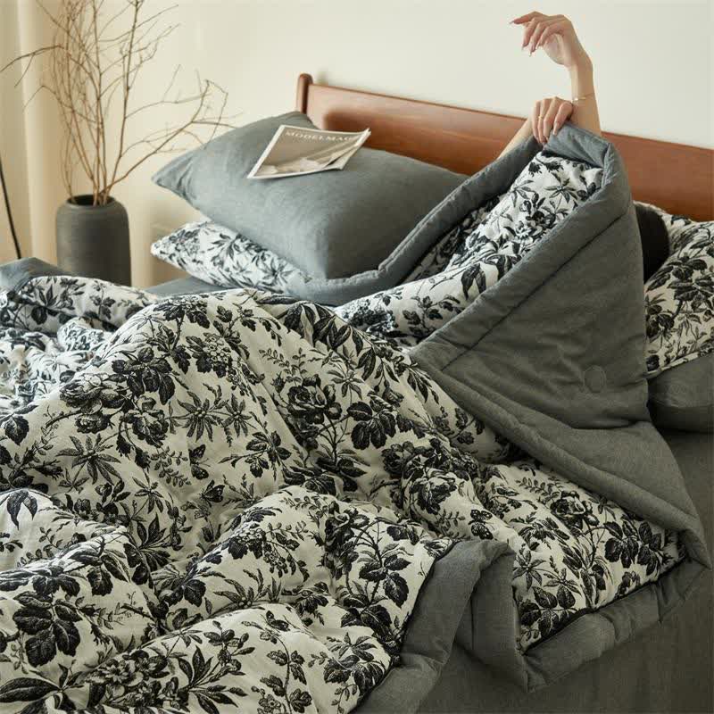 Couette camélia noire en gaze de coton naturel - image 5