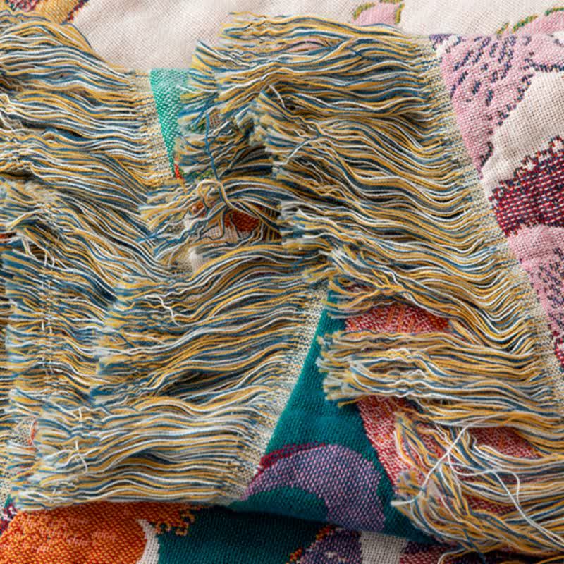 Couette en gaze de coton avec vignes florales et pompons - image 5
