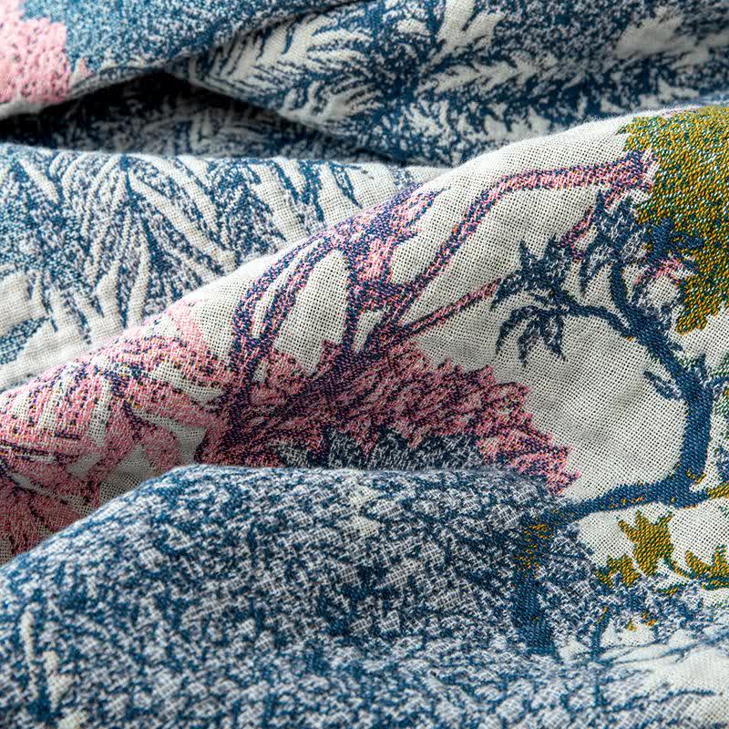 Couette en gaze de coton avec pompons au motif forêt - image 5