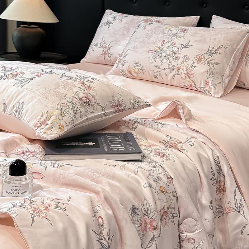 Couette soyeuse en tissu naturel avec motif de roses - image 9