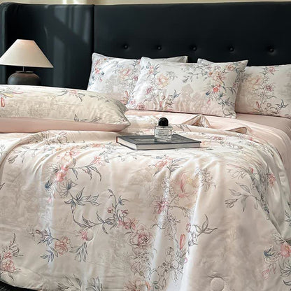 Couette soyeuse en tissu naturel avec motif de roses - image 4