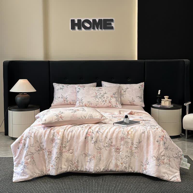 Couette soyeuse en tissu naturel avec motif de roses - Rose - Ensembles de literie - 220cm x 240cm - image 8