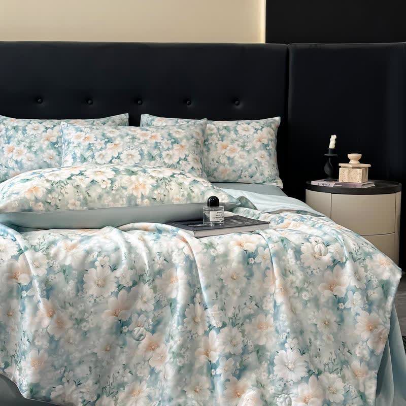 Couette naturelle soyeuse avec imprimé floral aquarelle - image 6