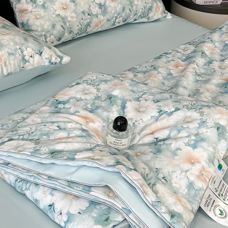 Couette naturelle soyeuse avec imprimé floral aquarelle - image 8