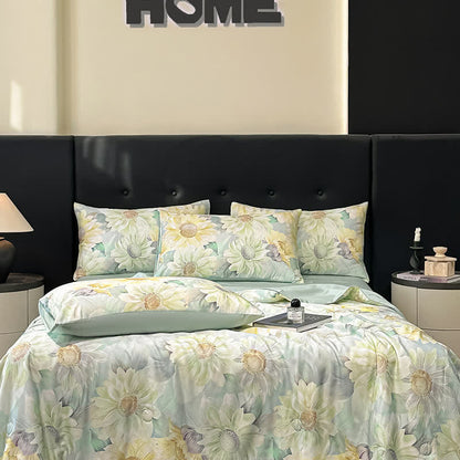 Couette soyeuse en naturel avec imprimé marguerites - Ensembles de literie - 220cm x 240cm - image 1