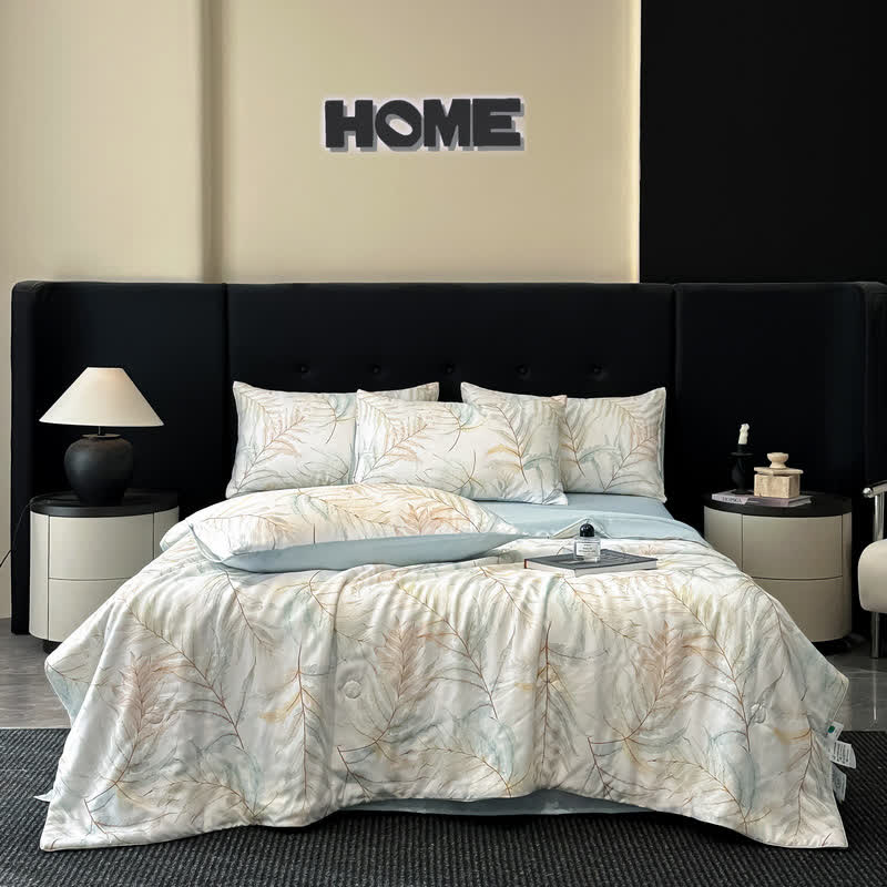 Couette soyeuse avec imprimé feuilles apaisantes - Ensembles de literie - 220cm x 240cm - image 1