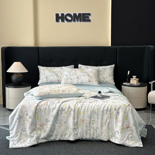 Couette soyeuse naturelle avec motif floral pastel - Ensembles de literie - 220cm x 240cm - image 1